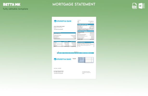 модерен стил Извод за хипотека на банката Тајланд Крунгтаи во шаблон за формати 